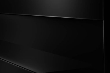 Lüks minimalist tasarım. Fütürist şablon. Karanlık elementleri olan birinci sınıf soyut duvar kâğıdı. Zarif bir zemin. Siyah üç boyutlu geometrik arkaplan. Poster, broşür, sunum için tasarım.