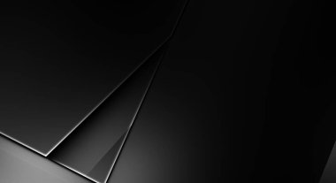 Lüks minimalist tasarım. Fütürist şablon. Karanlık elementleri olan birinci sınıf soyut duvar kâğıdı. Zarif bir zemin. Siyah üç boyutlu geometrik arkaplan. Poster, broşür, sunum için tasarım.