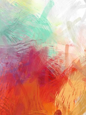 Soyut arkaplanda pürüzlü fırça darbeleri. Fırça boyası. Renkli boya darbeleri. Eşsiz duvar sanatı. Tuvaldeki modern sanat. Renkli çağdaş sanat eserleri.