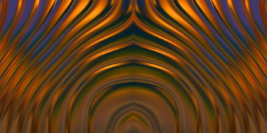 Renkli dalgalı yansıtıcı duvar kağıdının üç boyutlu çizimi. Duvar kağıdı, afiş, arkaplan, kart, kitap kapağı veya web sitesi için grafiksel illüstrasyon. Soyut parlak arkaplan.