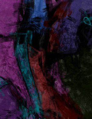 Tuval üzerinde etkileyici fırçalanmış resim. Kaotik resim. Taranmış Boyalı Soyut Arkaplan. Fırça darbesi ile boyanmış. Kaos duvarı sanatı. Sanatsal canlılık ve renkli duvar kağıdı.