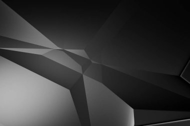 Lüks minimalist tasarım. Fütürist şablon. Karanlık elementleri olan birinci sınıf soyut duvar kâğıdı. Zarif bir zemin. Siyah üç boyutlu geometrik arkaplan. Poster, broşür, sunum için tasarım.