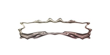 Üç boyutlu metalik illüstrasyon. Beyaz arka planda izole edilmiş fantezi çerçevesi. Davetiyeler, posterler, menü, hatıra defteri ve sunum için mükemmel. Metnin için şablon.