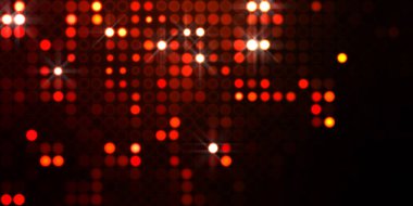 Parlak desenli duvar kağıdı. Sahne ışıkları olan renkli ışıkların ihtişamlı arkaplanı. Parlayan ışıklar siyah arka planda parti izleri. Sahne veya stadyum ışıklarının dijital illüstrasyonu. 