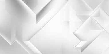 Beyaz 3d geometrik arka plan. Karanlık elementleri olan birinci sınıf soyut duvar kâğıdı. Poster, broşür, sunum ve web sitesi için özel tasarım. Moda lüks minimalist tasarım. Geometrik şablon. 
