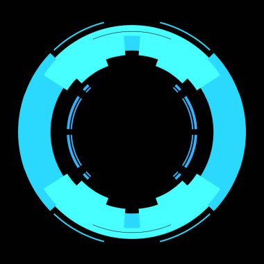 Fütürist dairesel gövde arayüzü elementi. Soyut çember geometrik arkaplan. Dijital teknolojinin grafiksel çizimi.