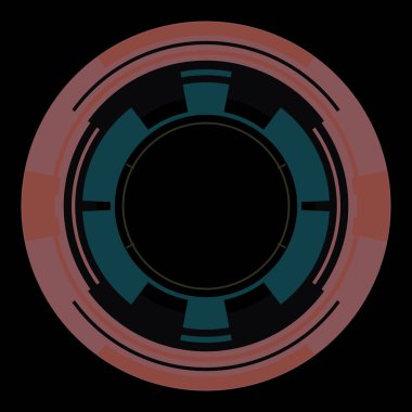 Fütürist dairesel gövde arayüzü elementi. Soyut çember geometrik arkaplan. Dijital teknolojinin grafiksel çizimi.