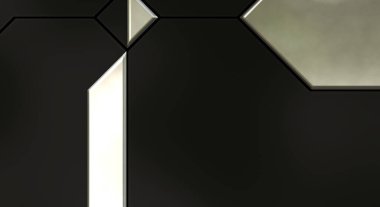 Üç boyutlu metalik doku. Uzay gemisi desenli yüzey. Aydınlık ve karanlık paneller. Fütürist soyut duvar kağıdı. Geometrik teknolojik yansıtıcı arkaplan.