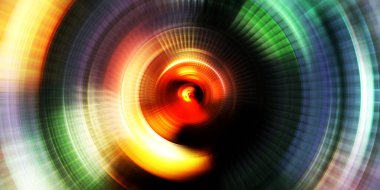 Parlayan neon ışıkları. Parlak sunum tasarım şablonu. Fotoğraf makinesi konsepti. Soyut arkaplan. Dönen ışık ışınları. Hareketli kavramsal duvar kağıdı. Grafik dijital illüstrasyon. 