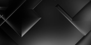 Siyah üç boyutlu geometrik arkaplan. Moda lüks minimalist tasarım. Geometrik şablon. Karanlık elementleri olan birinci sınıf soyut duvar kâğıdı. Poster, broşür, sunum, web sitesi için özel tasarım.