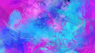 Soyut arkaplanda pürüzlü fırça darbeleri. Fırça boyası. Renkli boya darbeleri. Eşsiz duvar sanatı. Tuvaldeki modern sanat. Renkli çağdaş sanat eserleri.