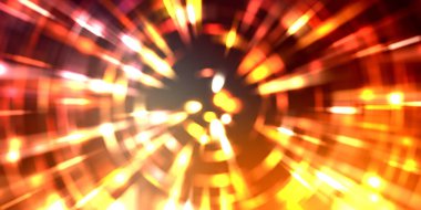 Parlayan ışıkları hareket ettirmenin havalı arka planı. Tasarımınız için canlı renkli bir portal şablonu. Işık ışınları ve hareket halindeki ışıldayan parçacıklar bir solucan deliği şekli oluşturuyor..