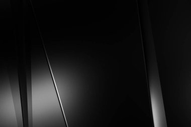 Geometrik katmanlı 3 boyutlu siyah arkaplan. Soyut koyu fütüristik duvar kağıdı. Zarif, parlak çizgili arka plan. Poster, broşür, sunum ve web sitesi için geometrik şablon tasarımı.