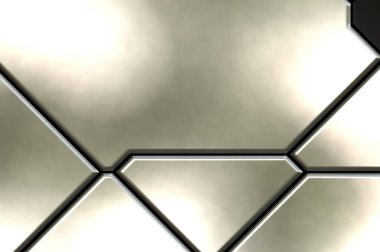 Üç boyutlu metalik doku. Uzay gemisi desenli yüzey. Aydınlık ve karanlık paneller. Fütürist soyut duvar kağıdı. Geometrik teknolojik yansıtıcı arkaplan.