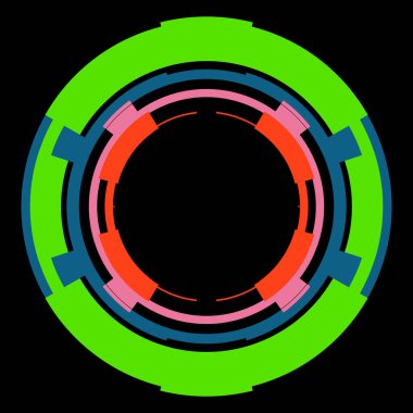 Fütürist dairesel gövde arayüzü elementi. Soyut çember geometrik arkaplan. Dijital teknolojinin grafiksel çizimi.