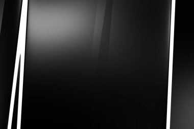 Metin için kopyalama alanı olan soyut siyah paneller. Üç boyutlu illüstrasyon. Renkli ışık özellikli koyu renk tasarım şablonu. Zarif geometrik parlak çizgili arka plan. Minimalist geometrik kapak grafiği.