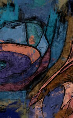 Tuval üzerinde etkileyici fırçalanmış resim. Kaotik resim. Taranmış Boyalı Soyut Arkaplan. Fırça darbesi ile boyanmış. Kaos duvarı sanatı. Sanatsal canlılık ve renkli duvar kağıdı.