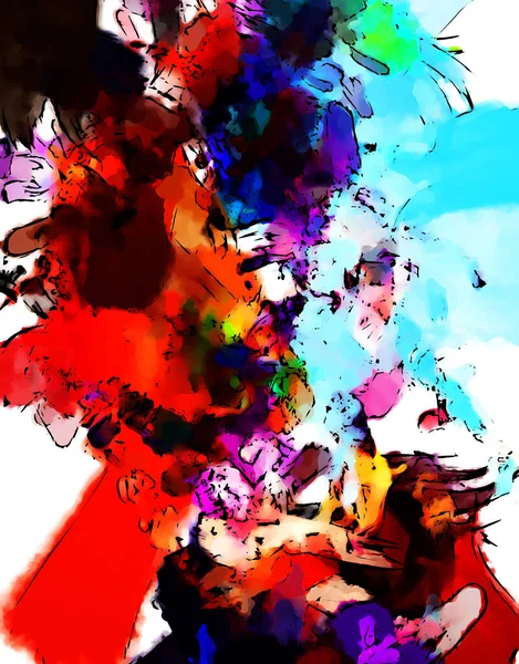 Творческая Иллюстрация Чернил Маркеров Живопись Белом Фоне Ручной Рисунок Абстрактных — стоковое фото