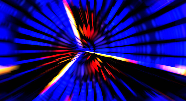 Rotating light show on black background. Luxury streaks. Luminous swirling wallpaper. Space tunnel. Circle of spinning light flashes or sparkler led traces. Glowing concept illustration.