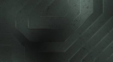 Çukur SciFi panelleri duvar. Üç boyutlu illüstrasyon. Gelecekçi kavramsal tasarım arka planı. Uzay gemisi desenli duvar kağıdı. Fırçalanmış teknoloji desen yüzeyi. 