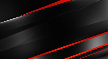 Metin için kopyalama alanı olan soyut siyah paneller. Üç boyutlu illüstrasyon. Renkli ışık özellikli koyu renk tasarım şablonu. Zarif geometrik parlak çizgili arka plan. Minimalist geometrik kapak grafiği.