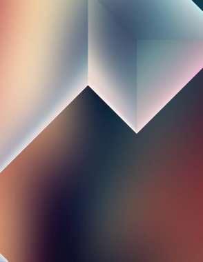 Geometrik dinamik şekiller. Gölgeli teknoloji dijital şablonu ve gradyan arka planda ışıklar. Modern basit geometrik renk gradyanı soyut arkaplan. 3B illüstrasyon. 