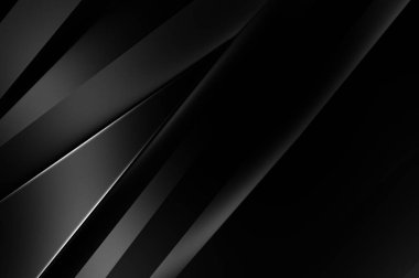 Geometrik katmanlı 3 boyutlu siyah arkaplan. Soyut koyu fütüristik duvar kağıdı. Zarif, parlak çizgili arka plan. Poster, broşür, sunum ve web sitesi için geometrik şablon tasarımı.