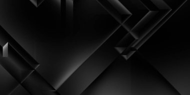 Siyah üç boyutlu geometrik arkaplan. Moda lüks minimalist tasarım. Geometrik şablon. Karanlık elementleri olan birinci sınıf soyut duvar kâğıdı. Poster, broşür, sunum, web sitesi için özel tasarım.