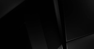 Lüks minimalist tasarım. Fütürist şablon. Karanlık elementleri olan birinci sınıf soyut duvar kâğıdı. Zarif bir zemin. Siyah üç boyutlu geometrik arkaplan. Poster, broşür, sunum için tasarım.