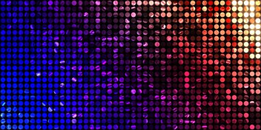 Parlayan ışıklar siyah arka planda parti izleri. Sahne veya stadyum ışıklarının dijital illüstrasyonu. Parlak desenli duvar kağıdı. Sahne ışıkları ile renkli ışıkların ihtişamlı arkaplanı.