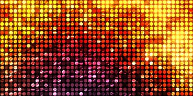 Parlayan ışıklar siyah arka planda parti izleri. Sahne veya stadyum ışıklarının dijital illüstrasyonu. Parlak desenli duvar kağıdı. Sahne ışıkları ile renkli ışıkların ihtişamlı arkaplanı.