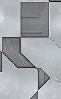 Katmanlı paneller. Fütürist soyut duvar kağıdı. Geometrik teknolojik yansıtıcı arka plan 3D metalik doku. Uzay gemisi desen yüzeyi.