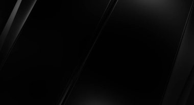 Geometrik katmanlı 3 boyutlu siyah arkaplan. Soyut koyu fütüristik duvar kağıdı. Zarif, parlak çizgili arka plan. Poster, broşür, sunum ve web sitesi için geometrik şablon tasarımı.