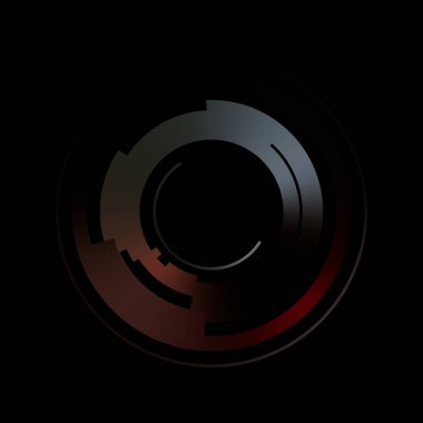 Gelecekçi hud arayüzü elementi. Soyut geometrik arkaplan. Dijital teknolojinin grafiksel çizimi siyah arkaplanda izole edildi..