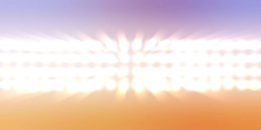 Parlak desenli duvar kağıdı. Sahne ışıkları olan renkli ışıkların ihtişamlı arkaplanı. Parlayan ışıklar siyah arka planda parti izleri. Sahne veya stadyum ışıklarının dijital illüstrasyonu. 