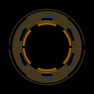 Fütürist dairesel gövde arayüzü elementi. Soyut çember geometrik arkaplan. Dijital teknolojinin grafiksel çizimi.