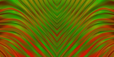 Renkli dalgalı yansıtıcı duvar kağıdının üç boyutlu çizimi. Duvar kağıdı, afiş, arkaplan, kart, kitap kapağı veya web sitesi için grafiksel illüstrasyon. Soyut parlak arkaplan.