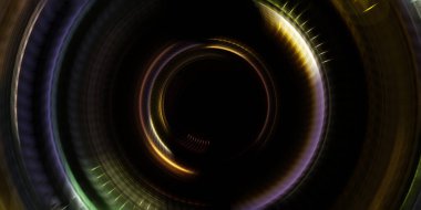 Fotoğraf makinesi konsepti. Soyut arkaplan. Dönen ışık ışınları. Hareketli kavramsal duvar kağıdı. Grafik dijital illüstrasyon. Parlayan neon ışıkları. Parlak sunum tasarım şablonu.