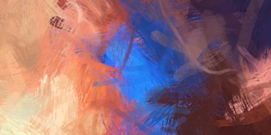 Soyut arkaplanda pürüzlü fırça darbeleri. Fırça boyası. Renkli boya darbeleri. Eşsiz duvar sanatı. Tuvaldeki modern sanat. Renkli çağdaş sanat eserleri.