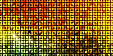 Parlayan ışıklar siyah arka planda parti izleri. Sahne veya stadyum ışıklarının dijital illüstrasyonu. Parlak desenli duvar kağıdı. Sahne ışıkları ile renkli ışıkların ihtişamlı arkaplanı.