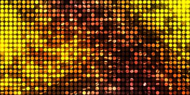 Parlayan ışıklar siyah arka planda parti izleri. Sahne veya stadyum ışıklarının dijital illüstrasyonu. Parlak desenli duvar kağıdı. Sahne ışıkları ile renkli ışıkların ihtişamlı arkaplanı.