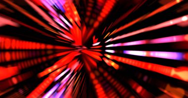 Siyah arkaplanda dönen ışık gösterisi. Lüks çizgiler. Parlak kıvrımlı duvar kağıdı. Uzay tüneli. Dönen ışık çemberi ya da maytap izi. Parlak konsept çizimi.