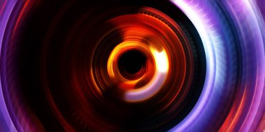 Fotoğraf makinesi konsepti. Soyut arkaplan. Dönen ışık ışınları. Hareketli kavramsal duvar kağıdı. Grafik dijital illüstrasyon. Parlayan neon ışıkları. Parlak sunum tasarım şablonu.