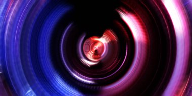 Fotoğraf makinesi konsepti. Soyut arkaplan. Dönen ışık ışınları. Hareketli kavramsal duvar kağıdı. Grafik dijital illüstrasyon. Parlayan neon ışıkları. Parlak sunum tasarım şablonu.