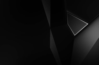 Lüks minimalist tasarım. Fütürist şablon. Karanlık elementleri olan birinci sınıf soyut duvar kâğıdı. Zarif bir zemin. Siyah üç boyutlu geometrik arkaplan. Poster, broşür, sunum için tasarım.