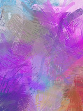 Soyut arkaplanda pürüzlü fırça darbeleri. Fırça boyası. Renkli boya darbeleri. Eşsiz duvar sanatı. Tuvaldeki modern sanat. Renkli çağdaş sanat eserleri.