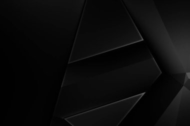 Lüks minimalist tasarım. Fütürist şablon. Karanlık elementleri olan birinci sınıf soyut duvar kâğıdı. Zarif bir zemin. Siyah üç boyutlu geometrik arkaplan. Poster, broşür, sunum için tasarım.