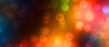 Kavramsal ışıklar duvar kağıdı. Güzel soyut çok renkli bokeh çemberleri parçacıklarla çevrili. Metninizi veya başlığınızı göstermek için boşluk ile odaklanmış olmayan canlı illüstrasyon. 