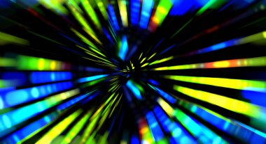 Siyah arkaplanda dönen ışık gösterisi. Lüks çizgiler. Parlak kıvrımlı duvar kağıdı. Uzay tüneli. Dönen ışık çemberi ya da maytap izi. Parlak konsept çizimi.