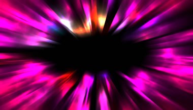 Siyah arkaplanda izole edilmiş dinamik ışık ışınları. Parlayan renkli ışık parçacıklarının grafiksel 2d çizimi.